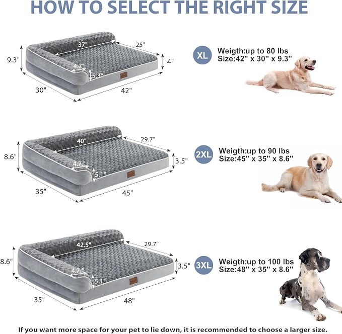 BFPETHOME Orthopedic Dog Beds for Extra Large Dogs, Waterproof Sofa XXL Pet Bed - Image 4
