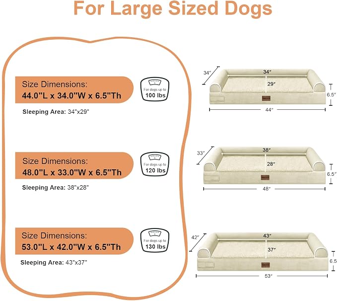 Large Dog Bed Orthopedic Washable: Jumbo Dog Bed Bolster Extra Large Dogs Egg - Image 6