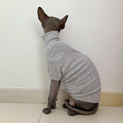 Sphynx Hairless Cats Shirt Cotton Cat Turtleneck Sweater Pullover Kitten - Image 4