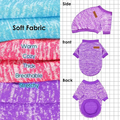 3 Pack Dog Sweaters for Small Dogs Girl Boy Winter Fleece Clothes Warm Soft Dog - Image 4