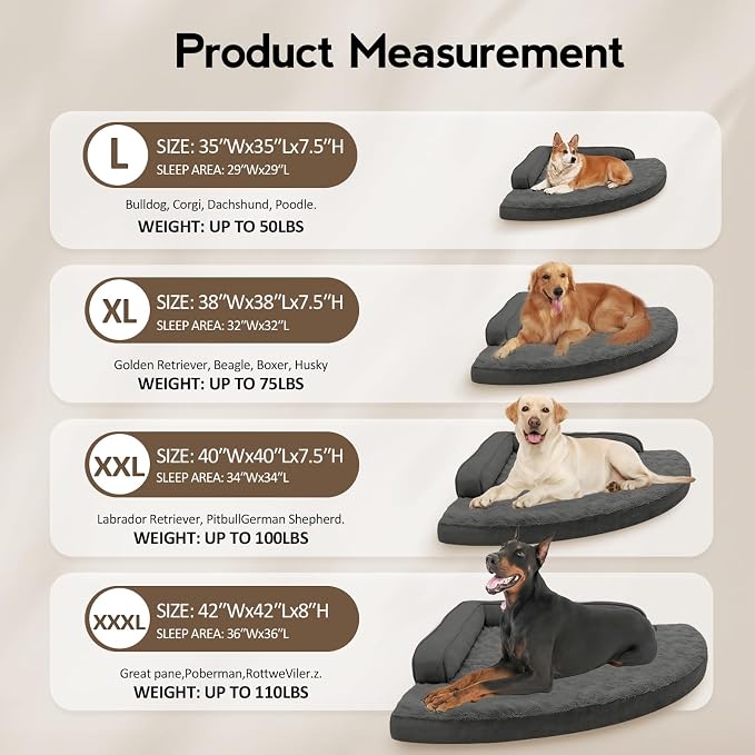 Large Orthopedic Dog Bed with Sides XXL Dog Beds with Removable Washable Cover - Image 6