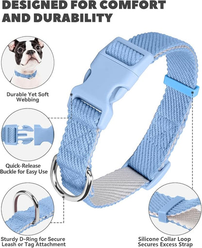 Dynmeow Soft and Breathable Cotton Dog Collar, Durable Adjustable Boy Pet Collar - Image 2