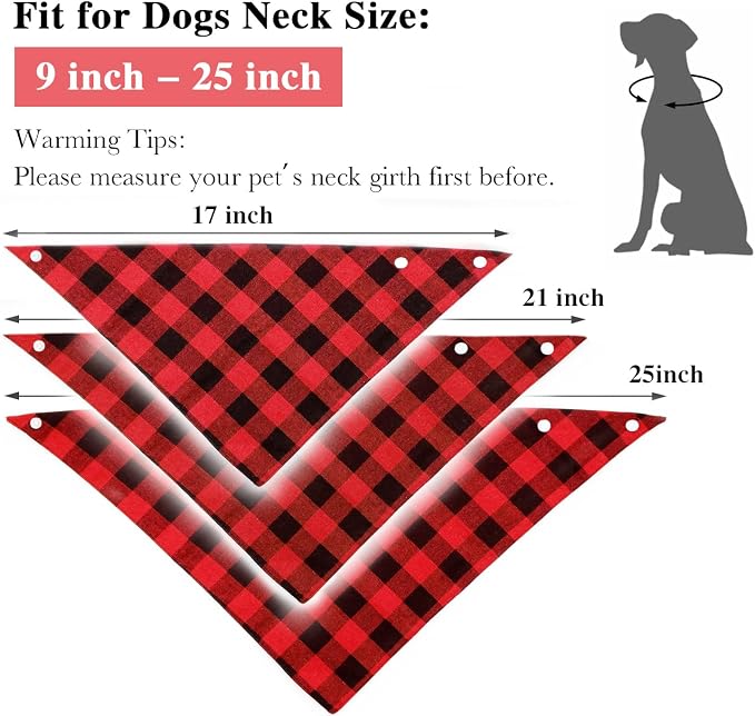 Christmas Plaid Bandana with Button, Fall Soft Cotton Triangle Dog Scarf - Image 3