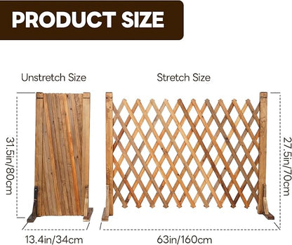 MYOYAY 2PCS Expandable Instant Fence Retractable Wooden Fence Wooden Pet Gate - Image 2