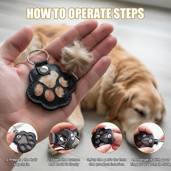 Personalized Dog Hair Keychain Pet Fur Keepsake Pet Memorial Cute Storage - Image 5