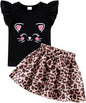 Girls Skirt Set 2 Piece Outfit Toddler Summer Clothes Ruffle Sleeve T-Shirt Bow by zarmfly