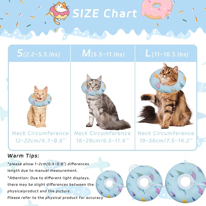 Cat Cone Collar Soft, Spay Soft Cones to Stop Licking, Cat Neck Donut Pillow - Image 2