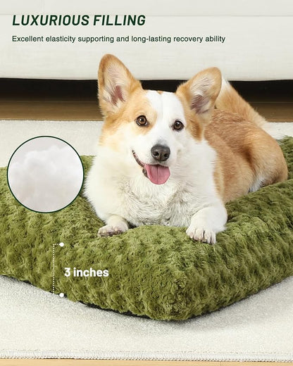 KSIIA Washable Dog Bed Comfy Dog Crate Pad Deluxe Plush Pet Bed Non-Slip Kennel - Image 3