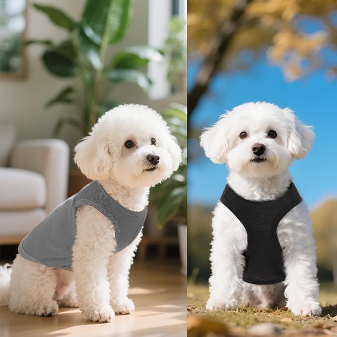 3 Pcs Cat Shirts Solid Color Dog Clothes Summer Sleeveless Stripe Pet T Shirts - Image 3