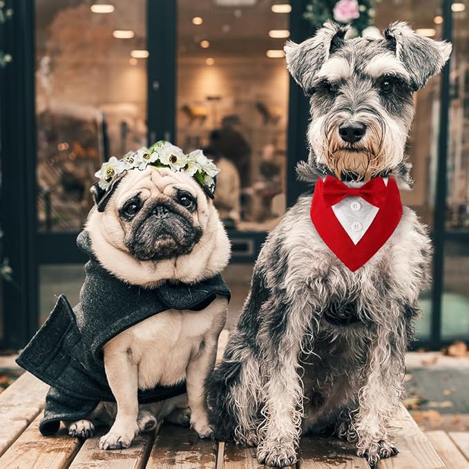 Dog Tuxedo, Formal Dog Wedding Bandana Adjustable Pet Collar - Image 6