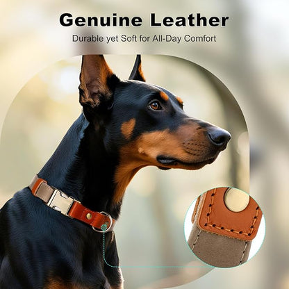 Plutus Pet Genuine Leather & Hemp Dog Collar – Adjustable Heavy Duty Pet Collar - Image 3