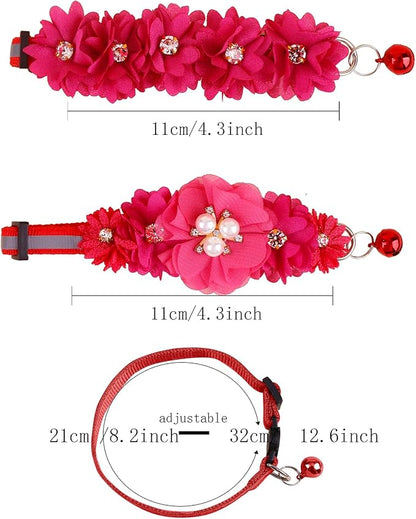 2 Pack Cat Collar Pink Floral - Image 2