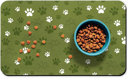 Dog Food Mat, Absorbent Water Bowl Mats Cat Pet Feeding Placemats Dark Green 17 by Zoeeya