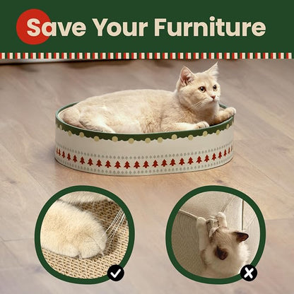 Cat Scratcher Bed, 2 in 1 Oval Cat Scratching Board - Image 5