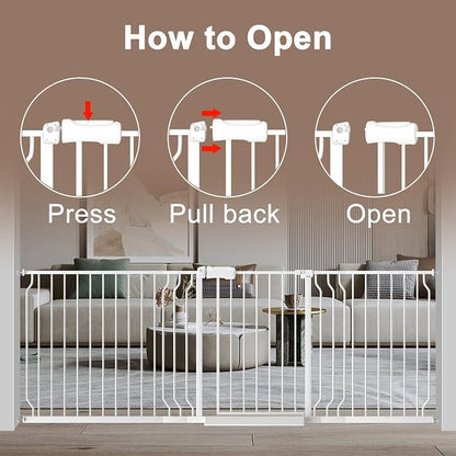 WAOWAO Baby Gate 62.20-71.26" Extra Wide Pressure Mounted Walk Through Swing - Image 3