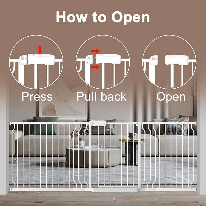 WAOWAO 71.65-85.03" Baby Gate Extra Wide Pressure Mounted Walk Through Swing - Image 3