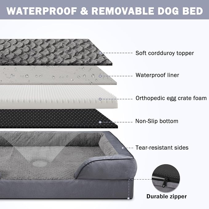 INVENHO Orthopedic Extra Large Dog Bed, XXL Waterproof Dog Sofa, Egg-Crate Foam - Image 4