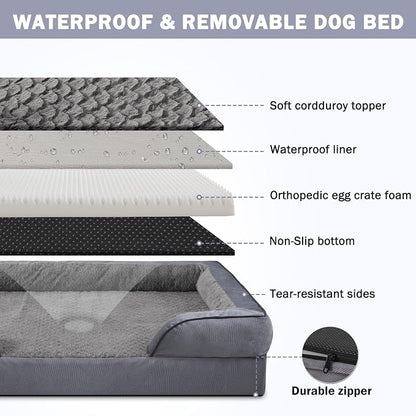 INVENHO Orthopedic Extra Large Dog Bed, XXL Waterproof Dog Sofa, Egg-Crate Foam - Image 4