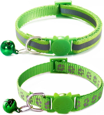 Breakaway Dog Collar with Bells, Reflective Cat Collar by YOUALSO
