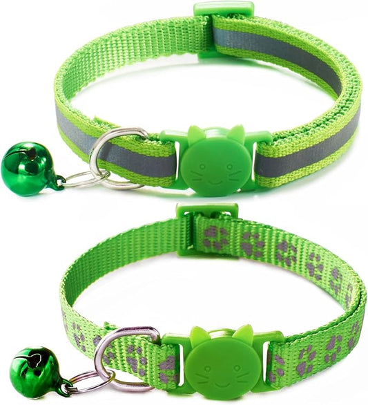 Breakaway Dog Collar with Bells, Reflective Cat Collar by YOUALSO