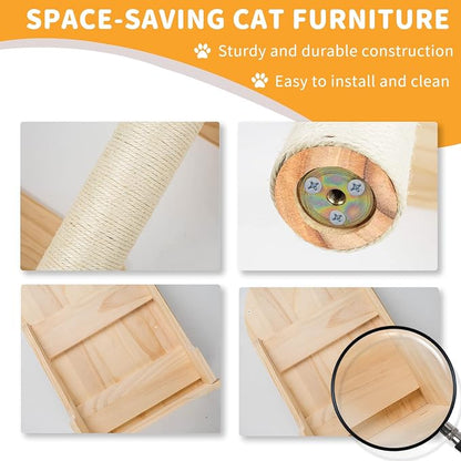 Cat Wall Shelves for Large Cats – 9-Piece Wooden Wall-Mounted Cat Shelves Set - Image 5