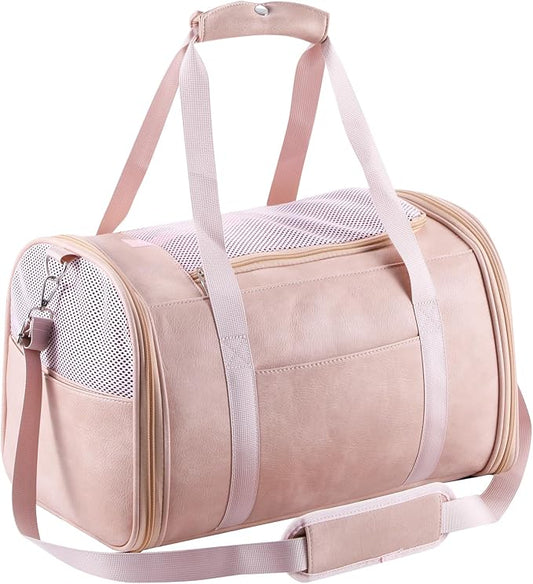 Fashion Leather Dog Carrier Cat Carrier Airline Approved Pet Carrier by StylishConfidentElegant