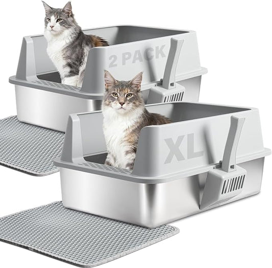 2PACK Stainless Steel Cat Litter Box by YOLLBERLifeStudio