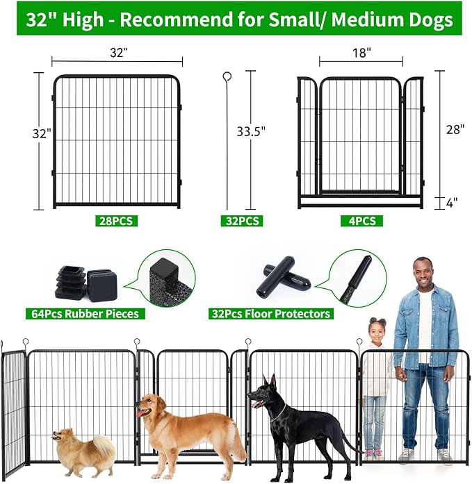 Dog Playpen Outdoor Extra Wide 8 Piece Panels Heavy Duty Dog Fence 32" Height - Image 3