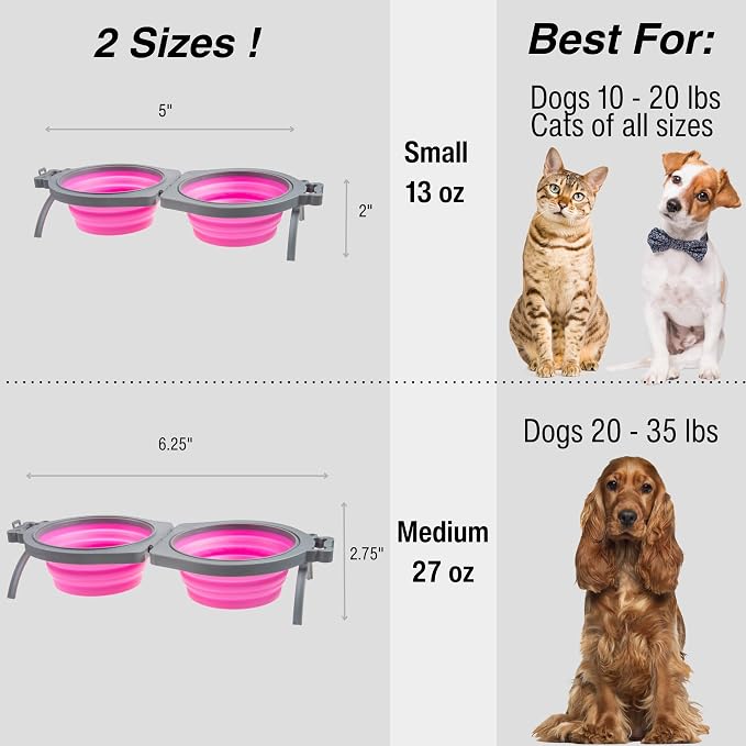 Loving Pets - Bella Roma Double Diner Portable Travel Dog Bowls Collapsible - Image 3