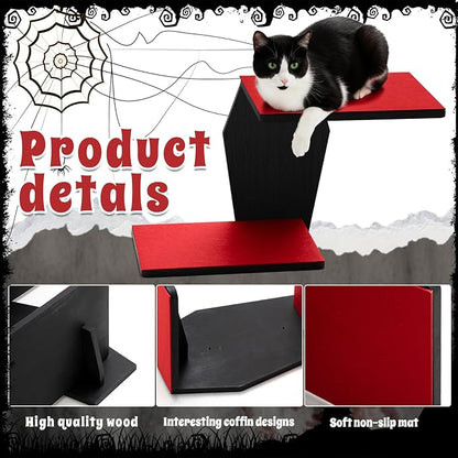 Sintuff Gothic Wall Cat Shelves Wall-Mounted 2 Platform Wall Climbing Steps - Image 3