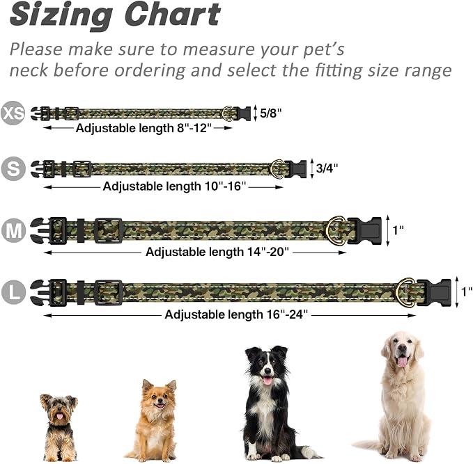 MOODEL Reflective Dog Collar for Large Dogs, Cute Camouflage Adjustable - Image 7