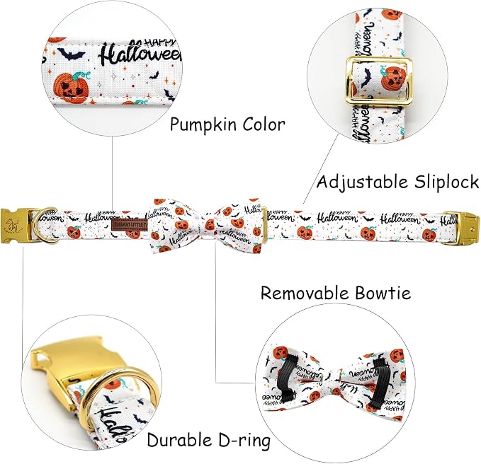 Halloween Dog Collar, Pet Collar Bow Pumpkin Pet Collar Girl Boy Holiday - Image 2