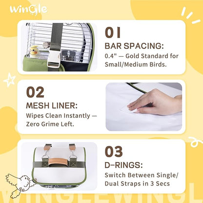 Bird Carrier Travel Cage 12in Small Bird Cage 4 in 1 Bird Backpack - Image 5