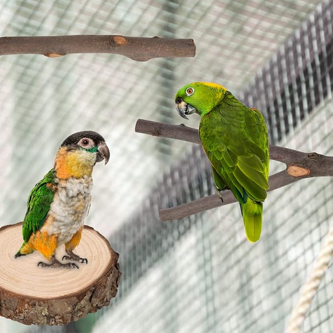 9 PCS Natural Wood Bird Perch, Wooden Parrot Perch Stand Bird Cage Branches - Image 5