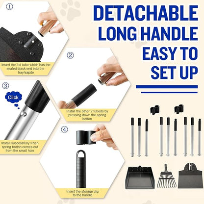 Dog Pooper Scooper for Large Dogs, 3 Pack Adjustable Long Handle Metal Tray - Image 6