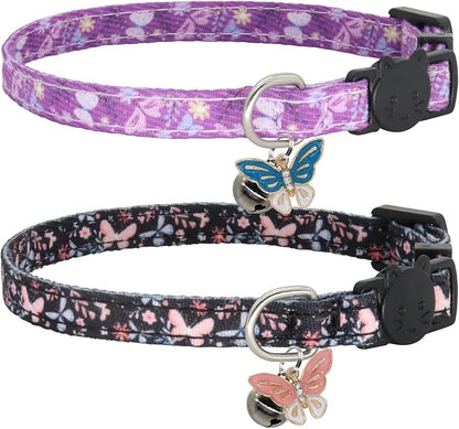 Cat Collar Breakaway, 2 Pack Cotton Cats Collars by Giecooh