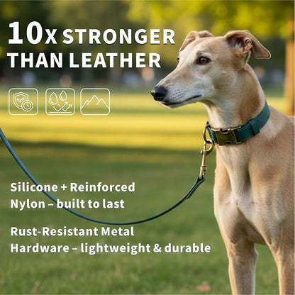 Dog Collar and Leash Set, Leather Silicone Waterproof Odor-Proof Dog Collar and - Image 2