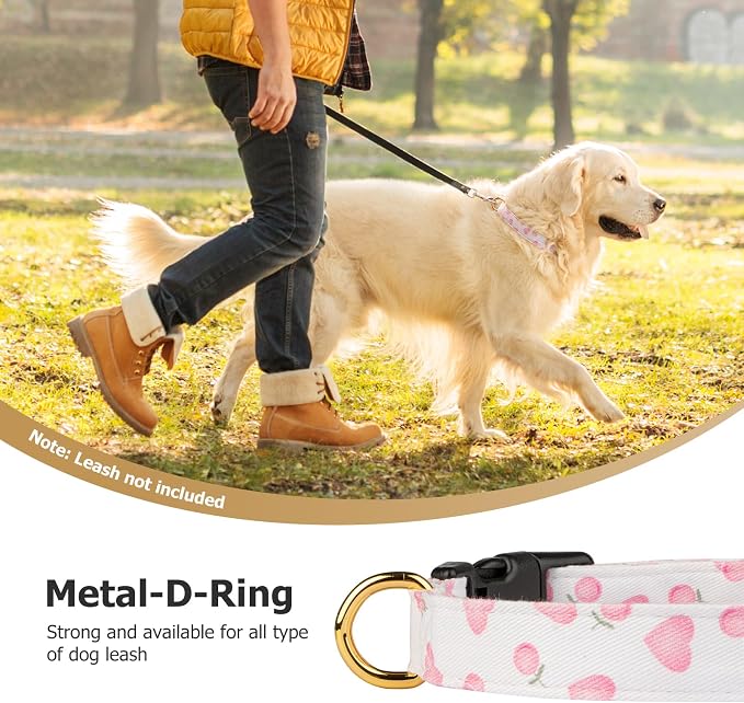Cotton Handmade Dog Collar Cute and Distinctive Patterns White and Pink Love - Image 6