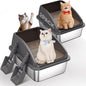 2PACK Stainless Steel Cat Litter Box, Large Litter Box by ICYAIR