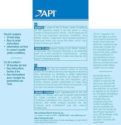 API 5-in-1 Test Strips Freshwater and Saltwater Aquarium Test Strips 25-Count - Image 2