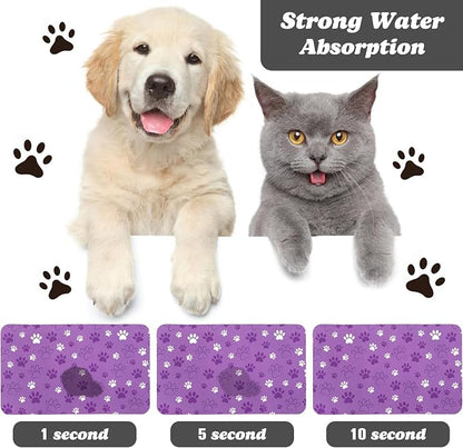 Dog Food Mat, Absorbent Water Bowl Mats Cat Pet Feeding Placemats 17 * 30 inch - Image 2