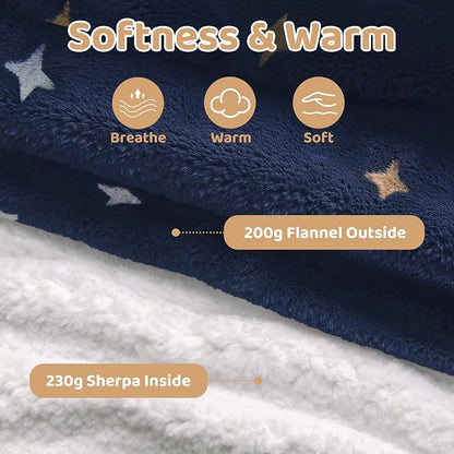 Mewaii Wearable Blanket Hoodie for Adults, Warm Sherpa & Soft Flannel Long - Image 7