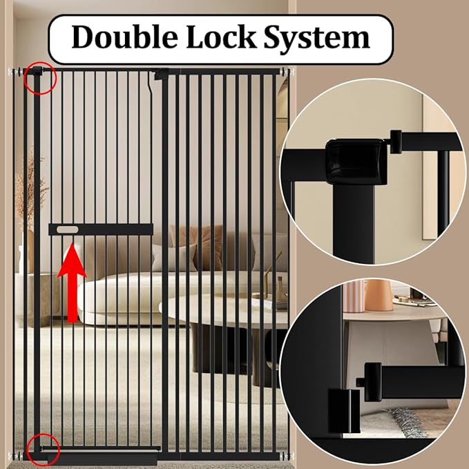 WAOWAO 71" Extra Tall Cat Pet Gate 29.92-61.42" Wide Pressure Mounted Walk - Image 5