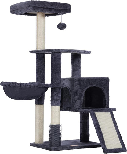 Heybly Cat Tree with Cat Self Groomer Brush, Cat Tower Condo - Image 8