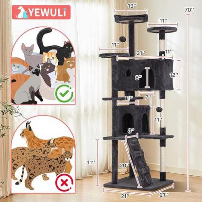 70in Cat Tree Cat Climbing Tower - Image 7
