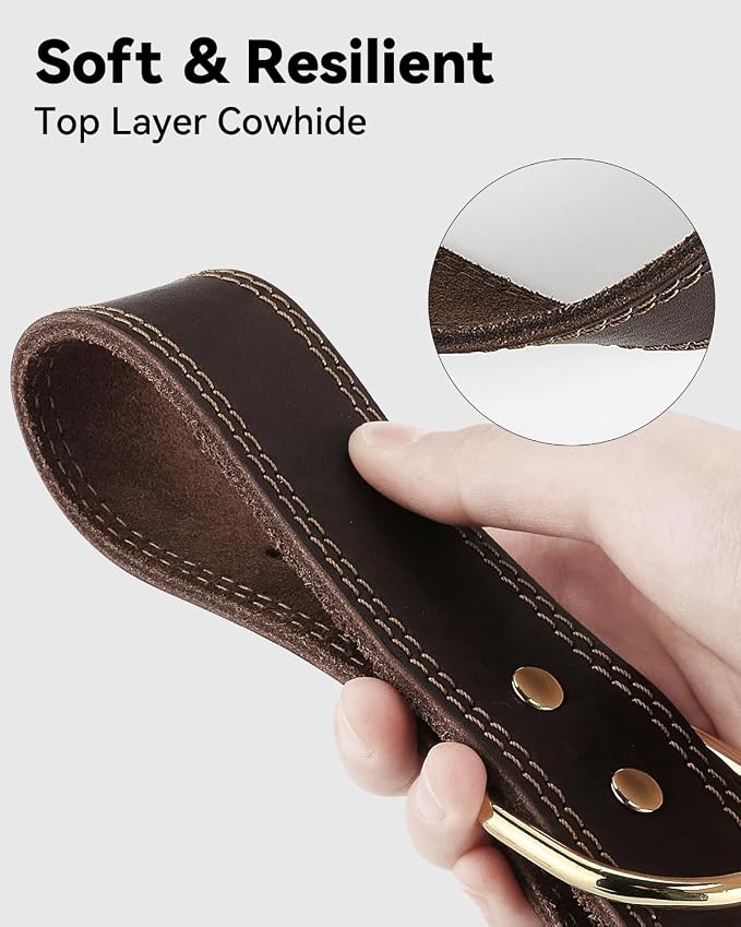 Joytale Leather Dog Collar for Small Dogs, Genuine Solid Sturdy Leather for - Image 5