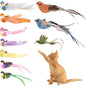 10PCS Cat Bird Toy Refills Feather Cat Wand Attachments by jiafeipet