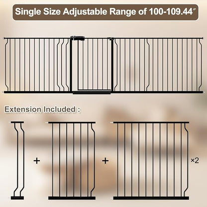 WAOWAO Baby Gate 100-109.42" Extra Wide Pressure Mounted Walk Through Swing - Image 2