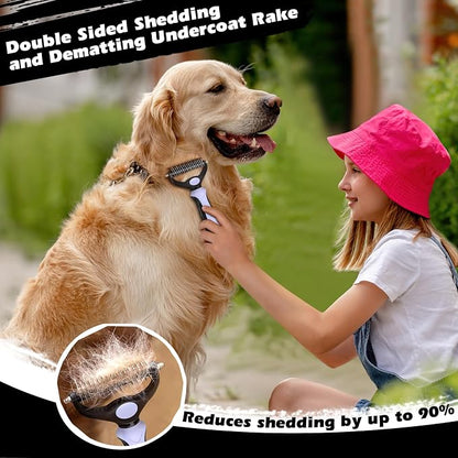 3PCS Self Cleaning Slicker Brush & Pet Grooming Rake & Flea Comb - Image 3