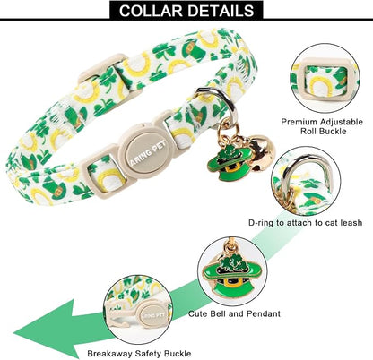 ARING PET 2 Pack St Patrick's Day Cat Collar, Breakaway Kitten Small Cute Green - Image 3
